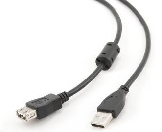 Kábel USB GEMBIRD 2.0 A-A predĺženie 4,5 m (čierne, HQ s feritovým jadrom)