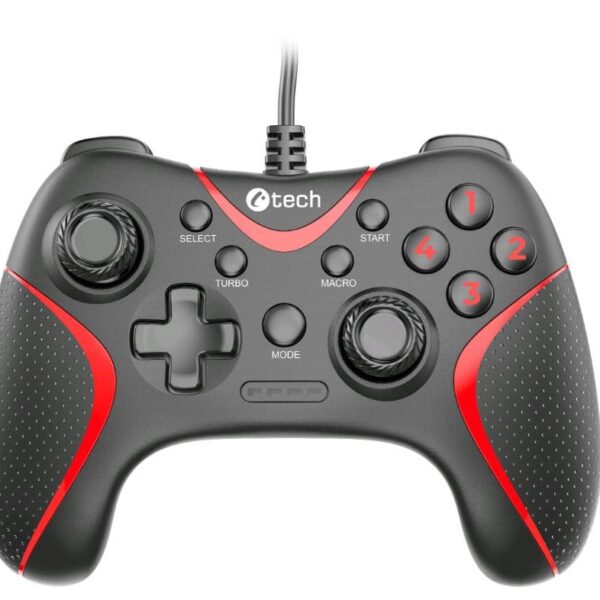C-TECH gamepad Theon pro PC/PS3, 2 programovatelná makro tlačítka, 2x analog, X-input, vibrační, 1,8m kab