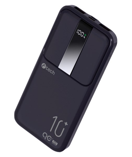 C-TECH Powerbanka 10000mAh, Li-Pol, 22,5W, USB-C/USB-A/micro USB