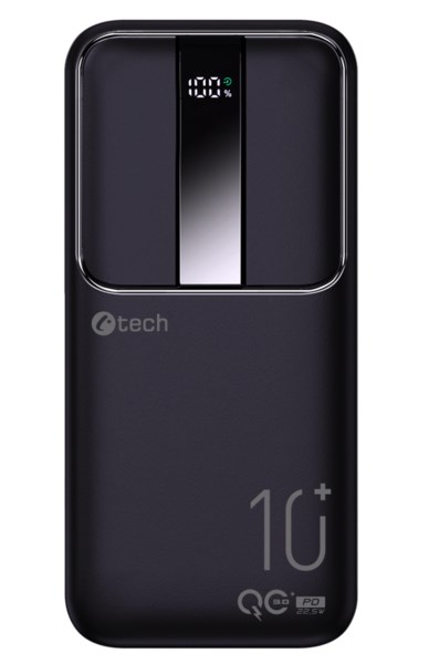 C-TECH Powerbanka 10000mAh, Li-Pol, 22,5W, USB-C/USB-A/micro USB