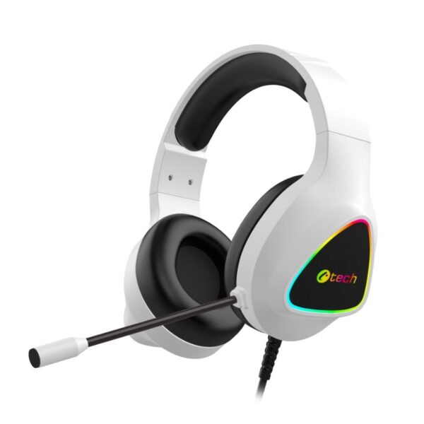 C-TECH Herní sluchátka Midas (GHS-17BK), RGB podsvícení, 3.5mm Jack, bílá