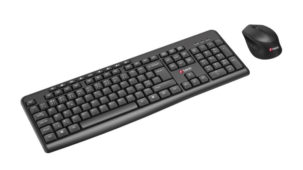 C-TECH klávesnice s myší WLKMC-04, Bezdrátový set 2.4GHz, CZ, Černá