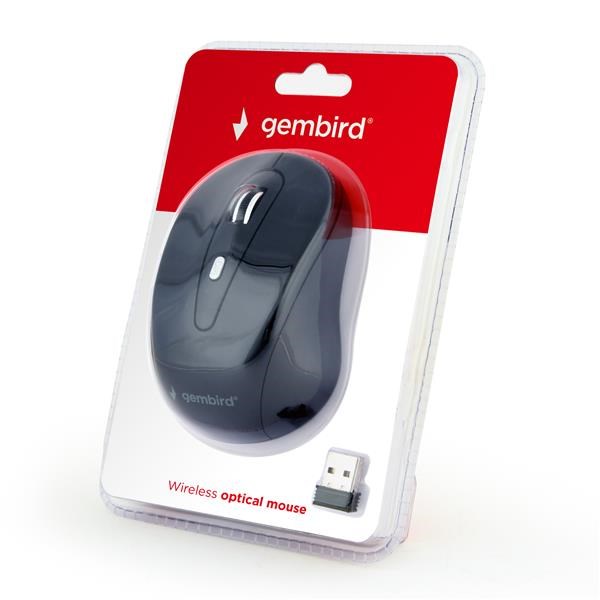 Myš GEMBIRD MUSW-6B-01, čierna, bezdrôtová, USB nano prijímač