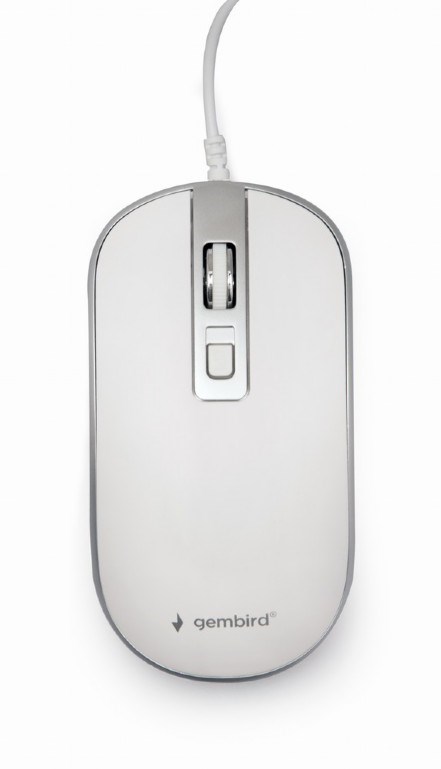BAZAR - GEMBIRD myš MUS-4B-06-WS, drátová, optická, USB, bílá/stříbrná, poškozený obal