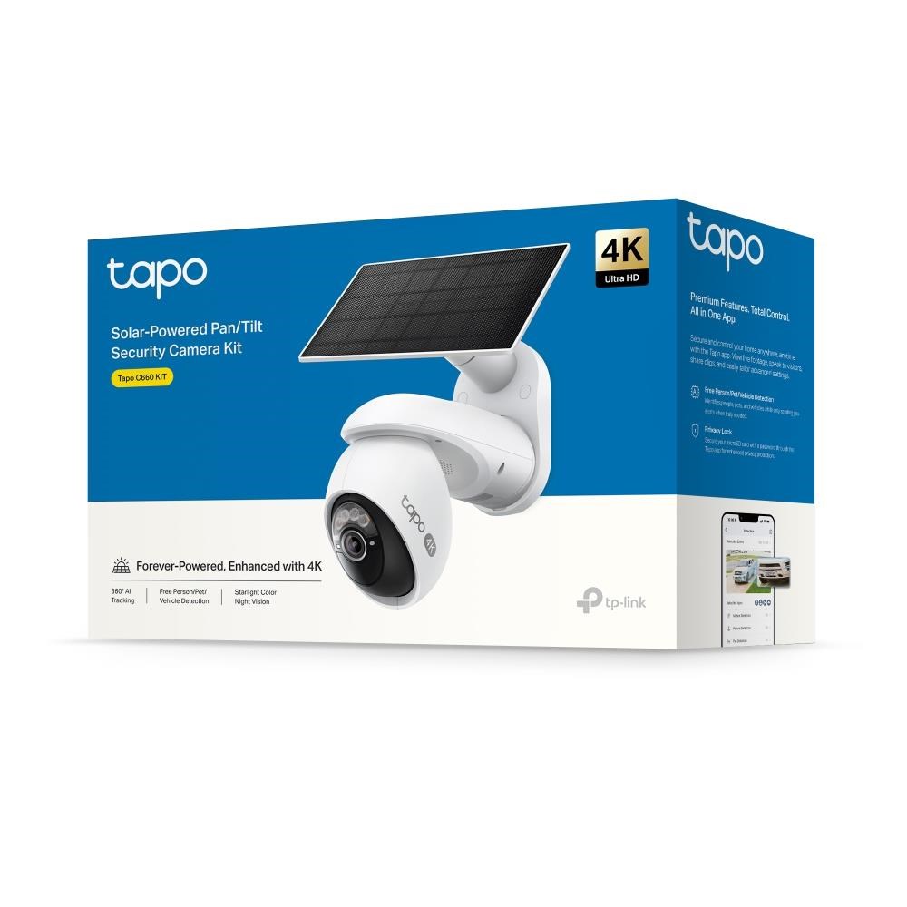 TP-Link Tapo C660 KIT venkovní kamera, solární panel (8MP, 4K, 2160p, IR 12m, WiFi, micro SD card, IP65)