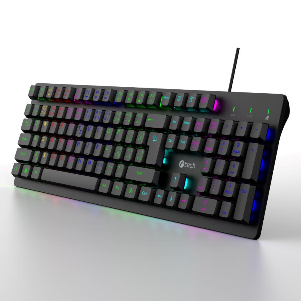 C-TECH Klávesnice Riven, Drátová USB, černá