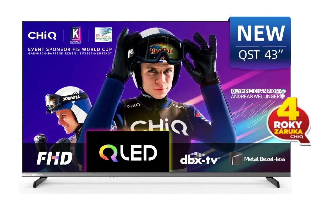 CHiQ L43QST TV 43", FHD, QLED, ultratenká, Android14, Dolby Audio, Frameless
