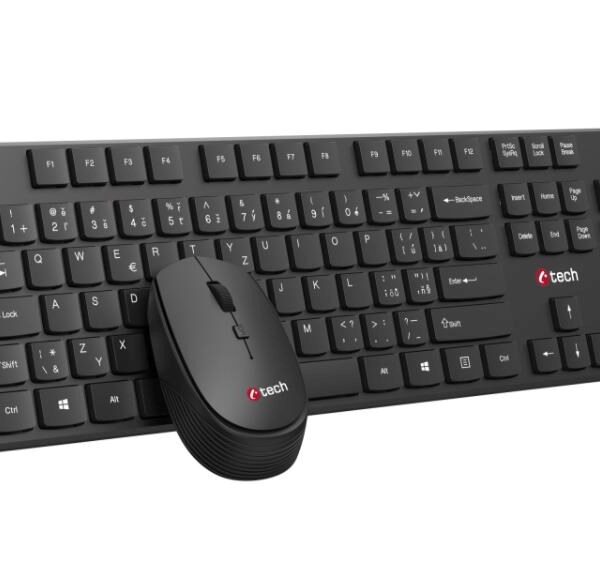 BAZAR - C-TECH klávesnice s myší WLKMC-03, Bezdrátový set 2.4GHz, CZ, Černá, rozbaleno