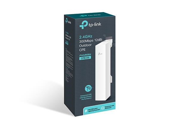TP-Link CPE220 venkovní CPE (2,4GHz, 300Mb/s, 12dBi, 2x100Mb/s, 1xPoE)