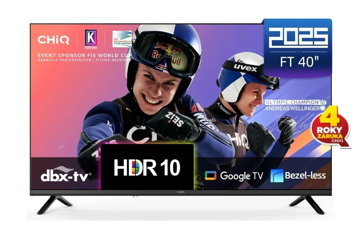 CHiQ L40FT TV 40", FHD, smart, Google TV, dbx-tv, Dolby Audio, Frameless