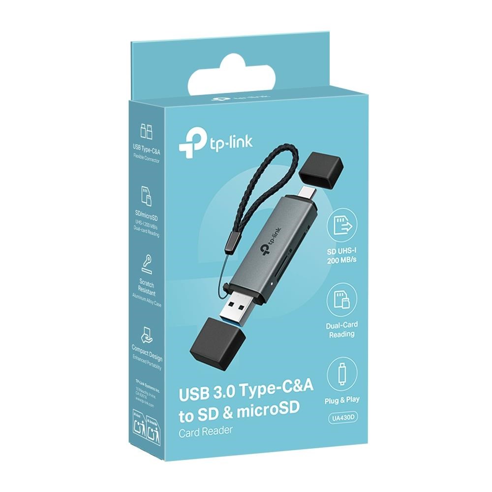 TP-Link UA430D čtečka karet (1xUSB-C3.2Gen1,1xUSB-A3.2Gen1,1xmicroSD,1xSD)