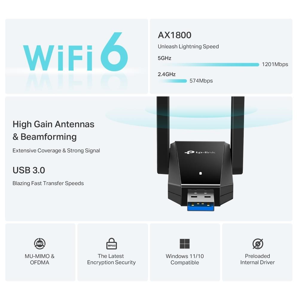 TP-Link Archer TX30U Plus WiFi6 USB adapter (AX1800,2,4GHz/5GHz,USB3.0)